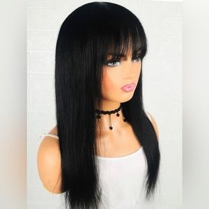 COPY - Straight Human Hair Wig With Bangs 20 inches